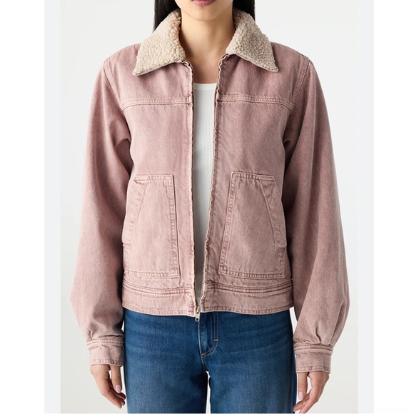 Anthropologie Jackets & Blazers - AMO Anthropologie Zoe Sherpa Lined Collar Zip Front Jacket in Tawny Pink Small